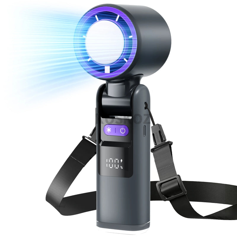 Portable Handheld Turbo Fan with Cooling & Flashlight