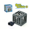 A gray plastic fish pool dive toy is shown next to its packaging and a larger version.