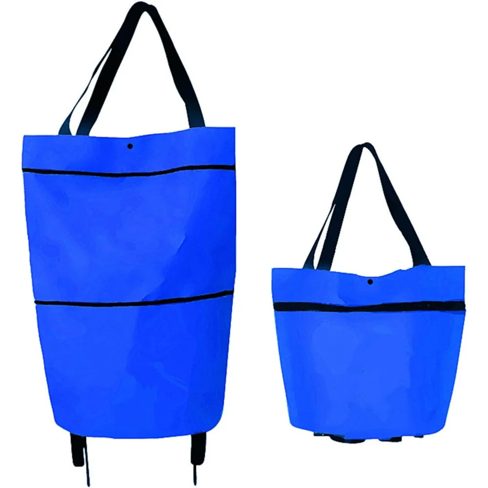 2-in-1 Foldable Shopping Cart Trolley Bag with Wheels