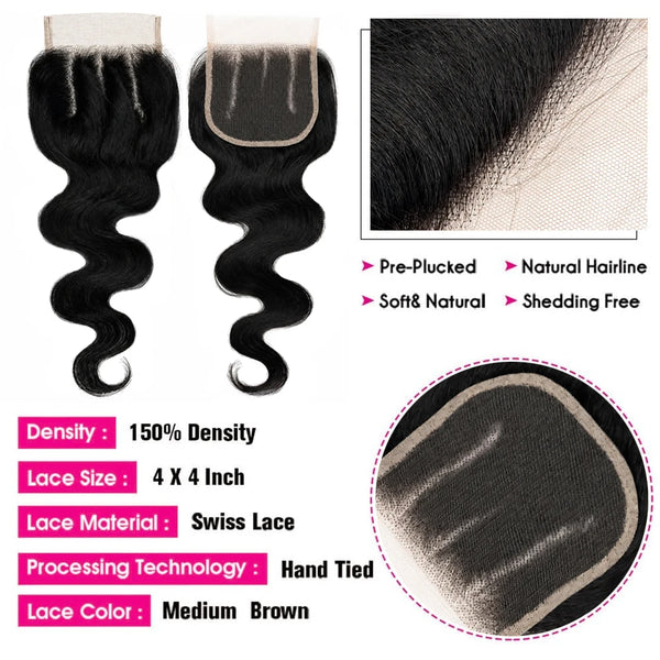 Trenzas Brasileñas de Onda Corporal con Cierre