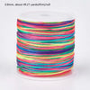 A roll of 0.8mm red nylon cord for jewelry making and crafting, featuring multiple bright colors.