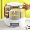 360° Rotating 6-Compartment Cereal Dispenser with One-Touch Dispense