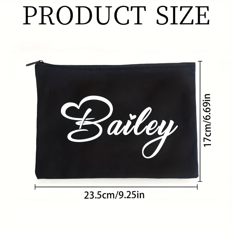 Customizable Name Makeup Pouch with Heart & Crown