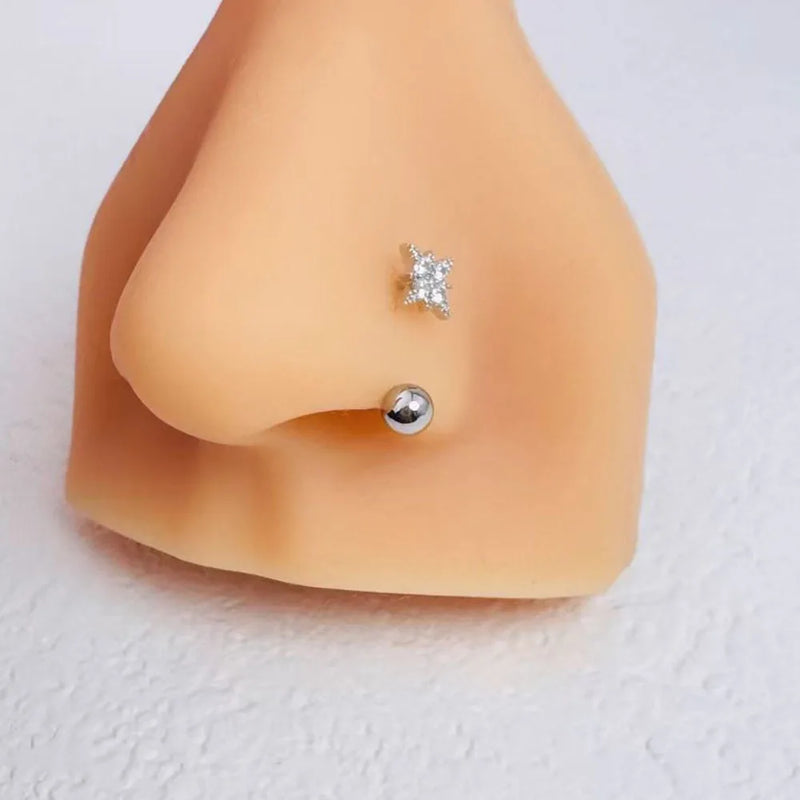 Zircon Star Nose Ring in 14K Gold