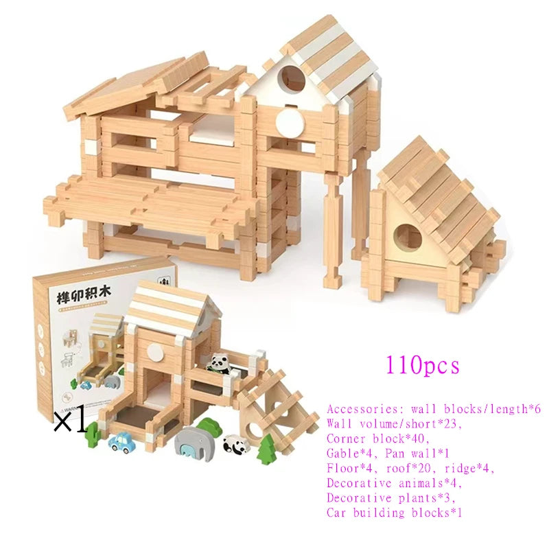 Natural Wooden Cabin Building Kit – DIY Forest House Blocks