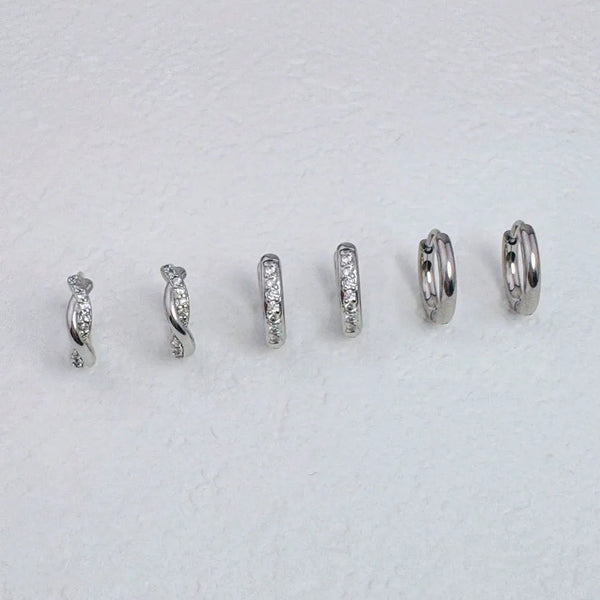Twist Huggie Hoop Earrings - Set of 3