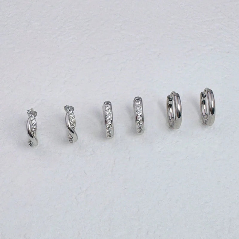 Twist Huggie Hoop Earrings - Set of 3