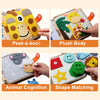 Montessori felt quiet book showing various animal shapes and faces for toddler learning