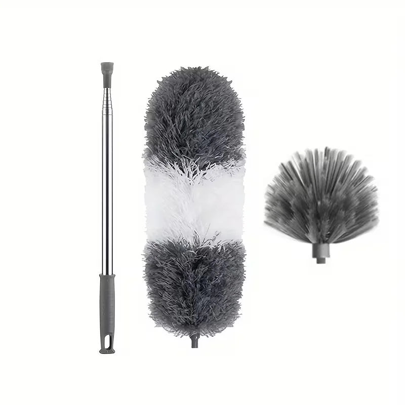 Extendable Cobweb Duster with Microfiber Head & Lightweight Aluminum Pole