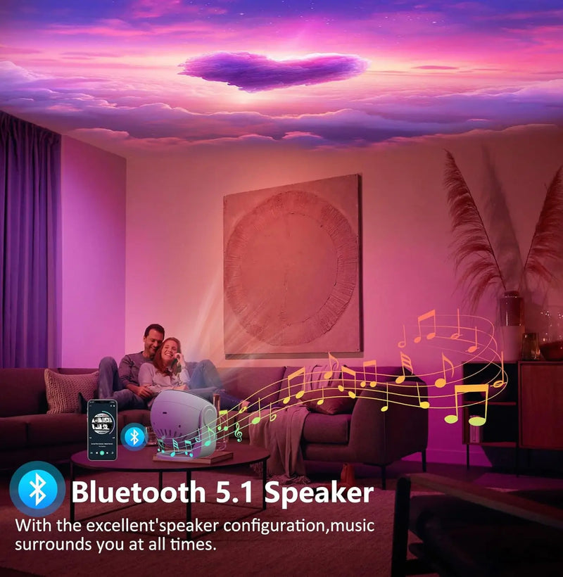 Proyector de Galaxia con Altavoz Bluetooth y Ruido Blanco