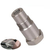 A close-up view of a stainless steel universal oxygen sensor with a threaded tip.