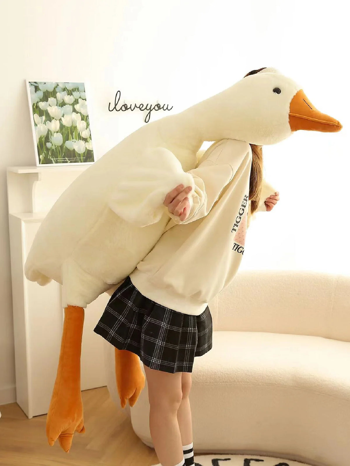 Soft Goose Plush Cuddle Pillow - Adorable Duck Stuffed Animal for Kids and Decor