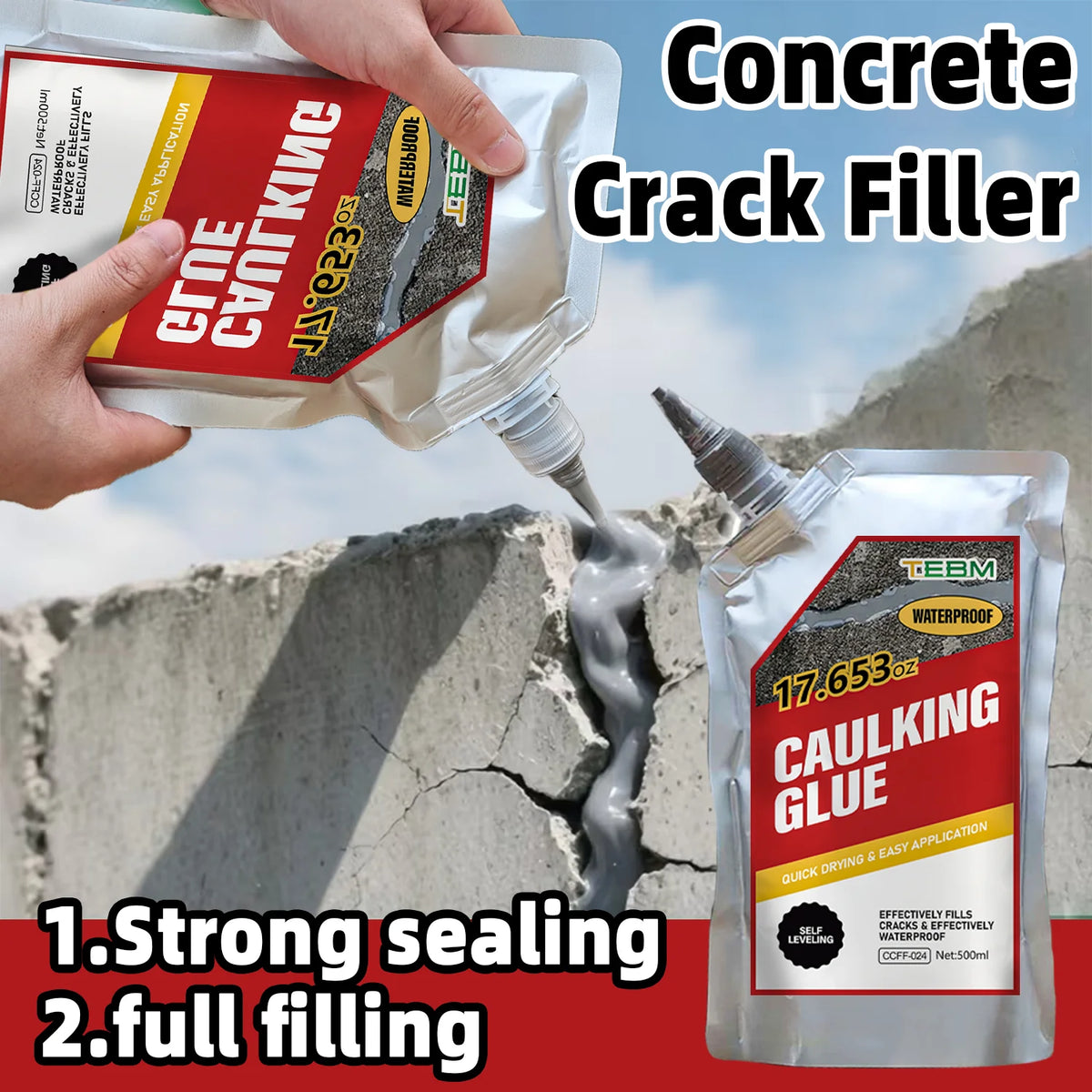 Heavy-Duty Concrete Crack Filler & Waterproof Sealant (500ml)