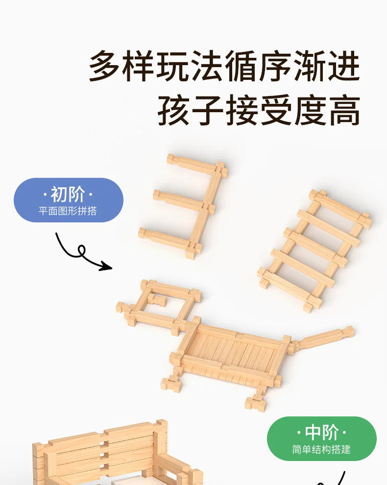 Natural Wooden Cabin Building Kit – DIY Forest House Blocks