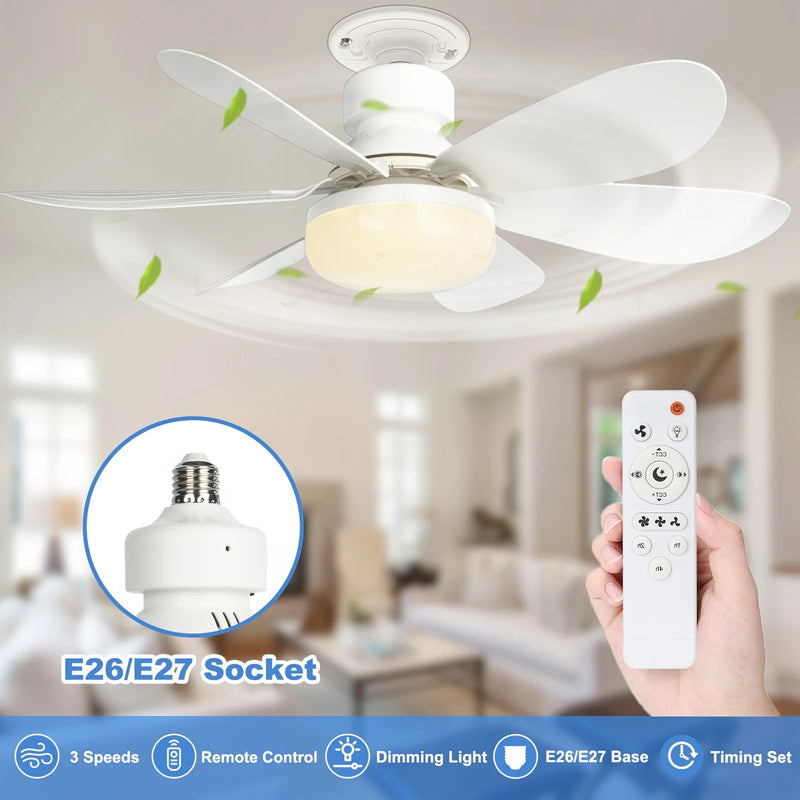Compact Ceiling Fan Light with Remote Control