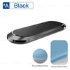 A black magnetic phone mount shown in various shapes including a rectangular, round, and square metal sheet.