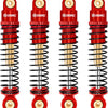 A set of red and gold aluminum shock absorbers for RC crawlers.