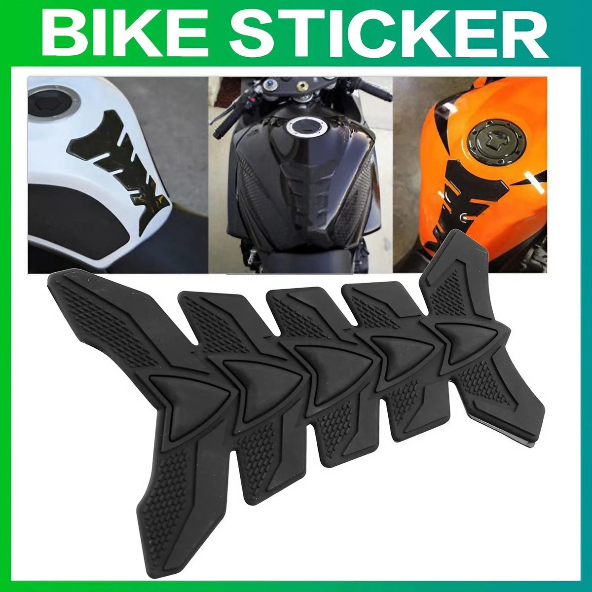 Black 3D carbon fiber fish bone design motorcycle tank pad protector sticker