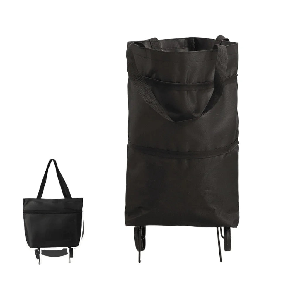 2-in-1 Foldable Shopping Cart Trolley Bag with Wheels