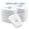 A stack of ten 5N11 filters for a half face respirator mask with anti-fog safety goggles.