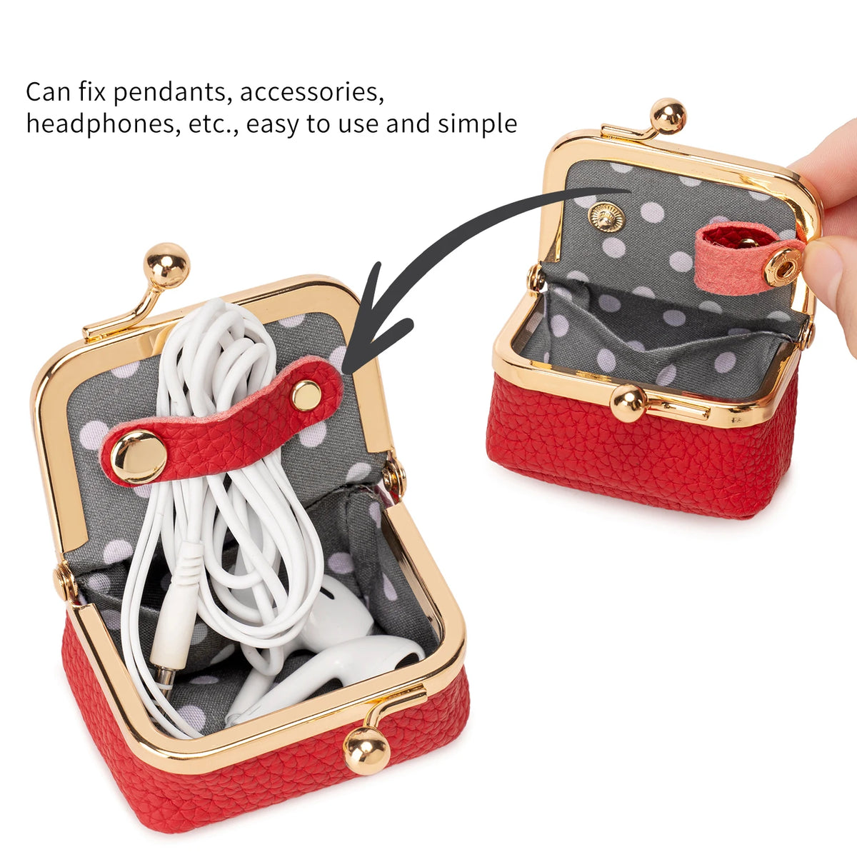 Vintage PU Leather Jewelry Box with Kiss Lock Closure