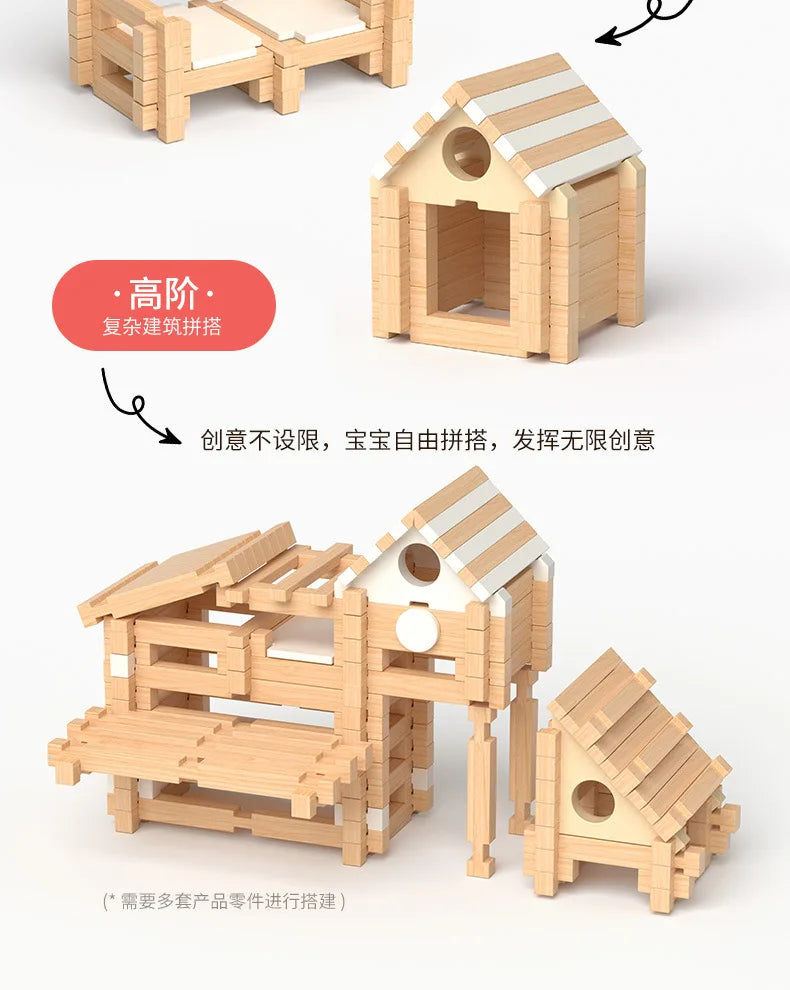 Natural Wooden Cabin Building Kit – DIY Forest House Blocks