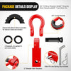 Display of a 3/4 inch D-ring shackle set, hitch receiver, and trailer pin components.