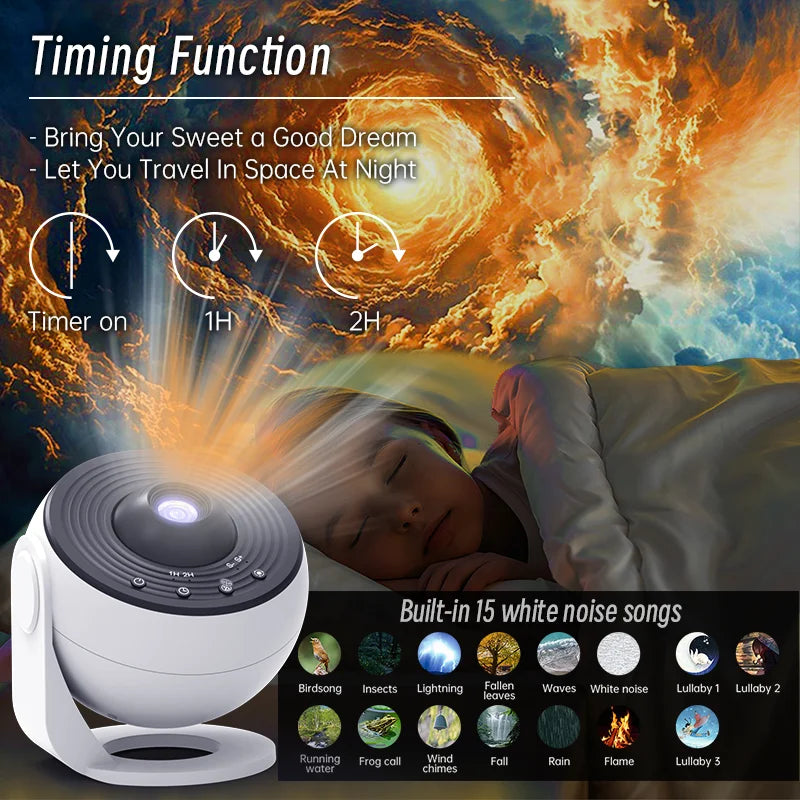 Galaxy Star Projector with Bluetooth Speaker & White Noise