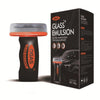 A black glass emulsion cleaning brush with an orange cap and packaging box is shown.