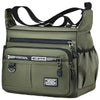 Olive green men's business crossbody bag with multiple zippered pockets