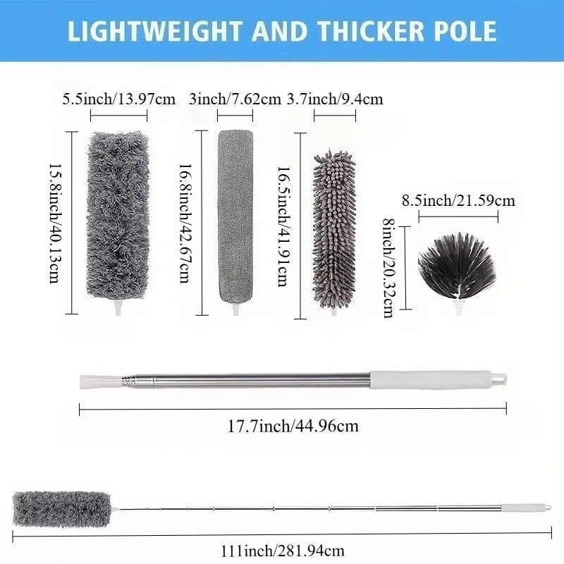 5-in-1 Microfiber Duster with 111-Inch Extension Pole