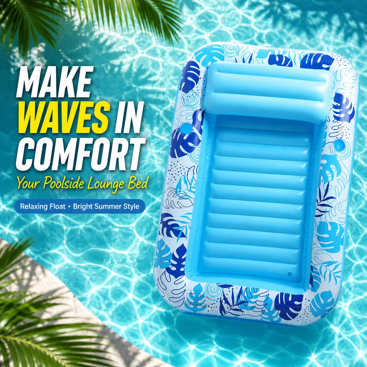Extra-Large Inflatable Pool Lounger with Pillow