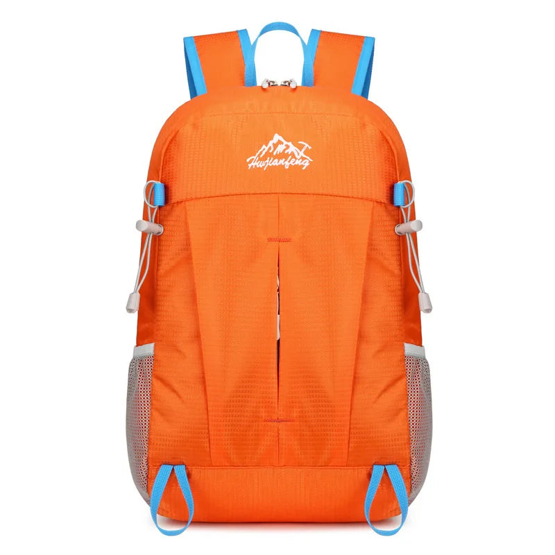 Orange ultra-light foldable travel backpack for hiking, cycling, and daily commutes