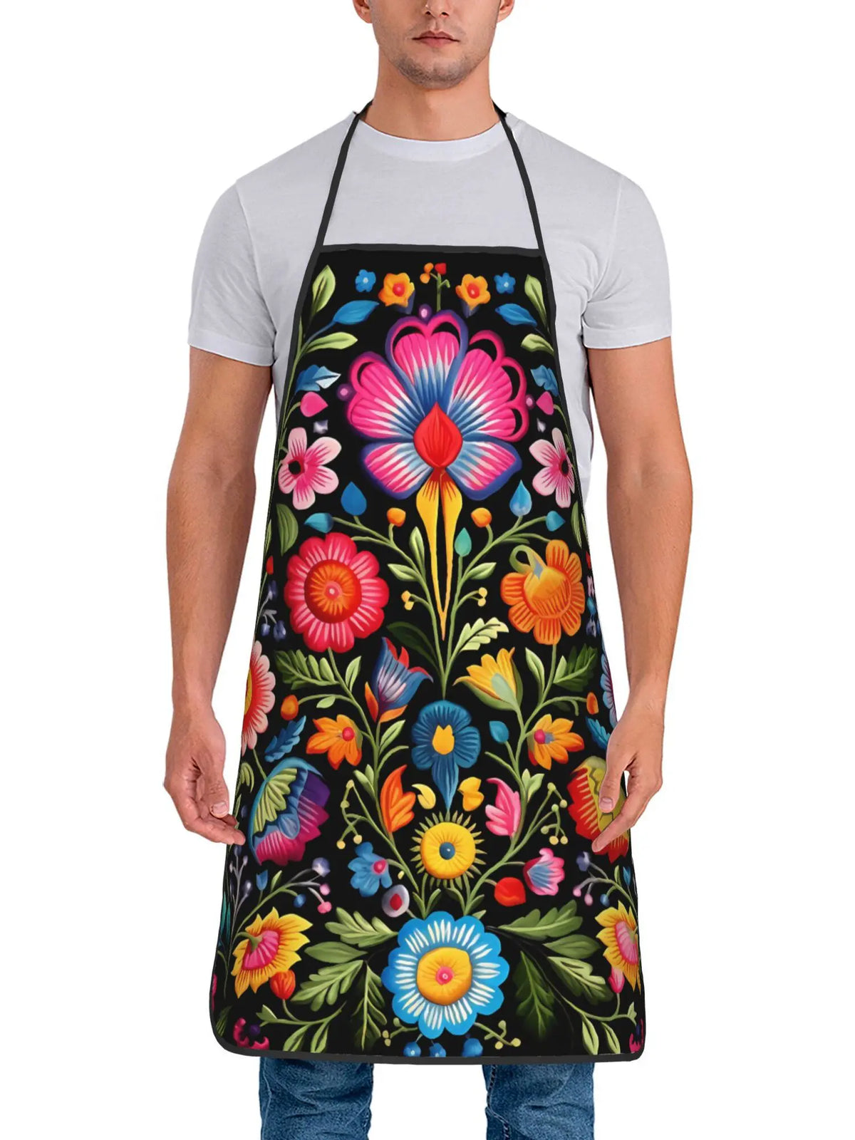 Polish Folk Floral Sleeveless Apron - Vintage Design for Cooking, Crafting & More