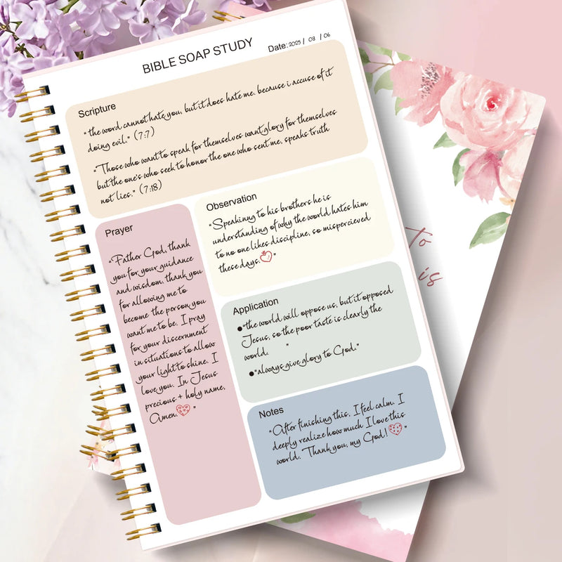 A5 Spiral Bible Study Journal with SOAP Method Layout