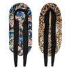 Satini Schlafbonnet für lockiges Haar in schwarz-florales Leopardenmuster.