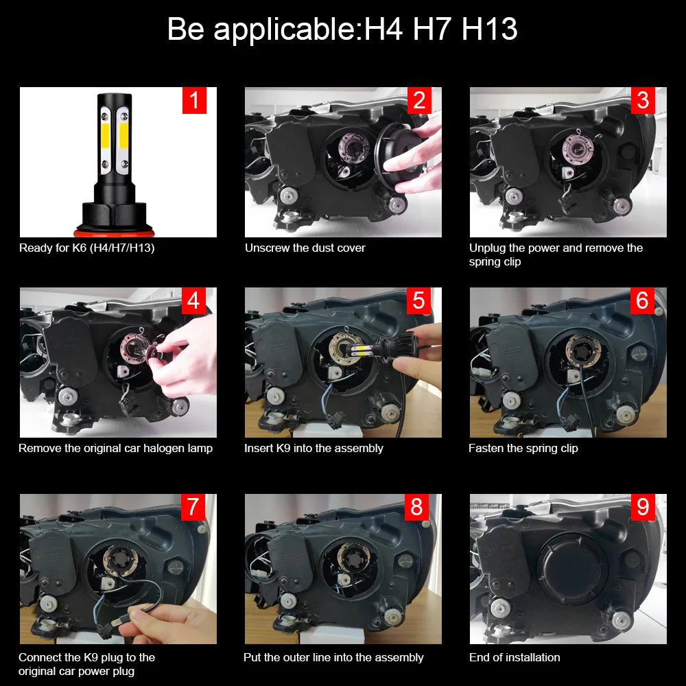 6000K/8000K LED Headlight Bulbs with Cooling Fan