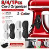 Red adhesive cord organizer for kitchen appliances with two colors black and white.