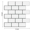 A rectangular grid of white self-adhesive tile stickers, measuring 12 inches by 12 inches.
