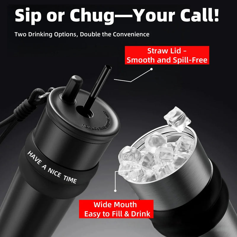 Stainless Steel Vacuum-Insulated Water Bottle with Straw
