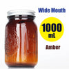 Amber glass mason jar with airtight lid, labeled for 1000 ml storage.