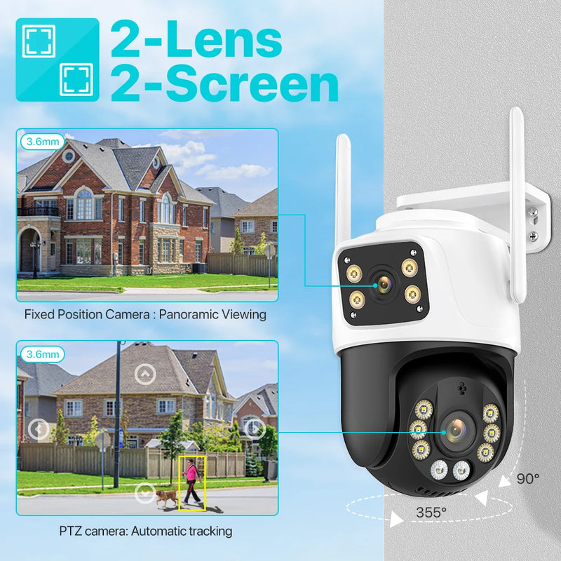 Tri-Lens PTZ WiFi Security Camera with Auto-Tracking