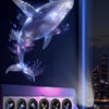 LED USB projector light displaying adjustable whale, butterfly, and star patterns on a dark background.