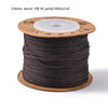 A spool of 0.8mm dark brown nylon cord for jewelry making and crafting with a white core.