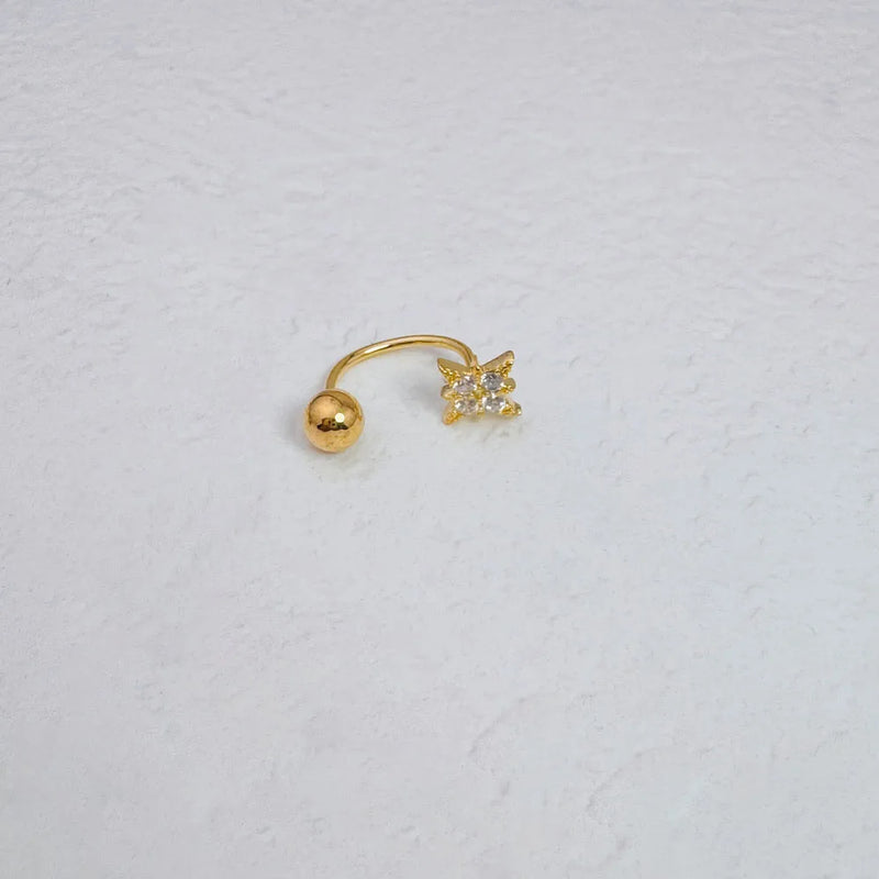 Zircon Star Nose Ring in 14K Gold