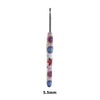 A single ergonomic crochet hook with a sunflower design, measuring 5.5mm.