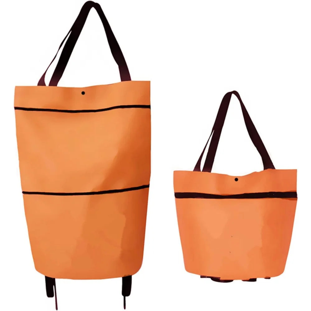 2-in-1 Foldable Shopping Cart Trolley Bag with Wheels