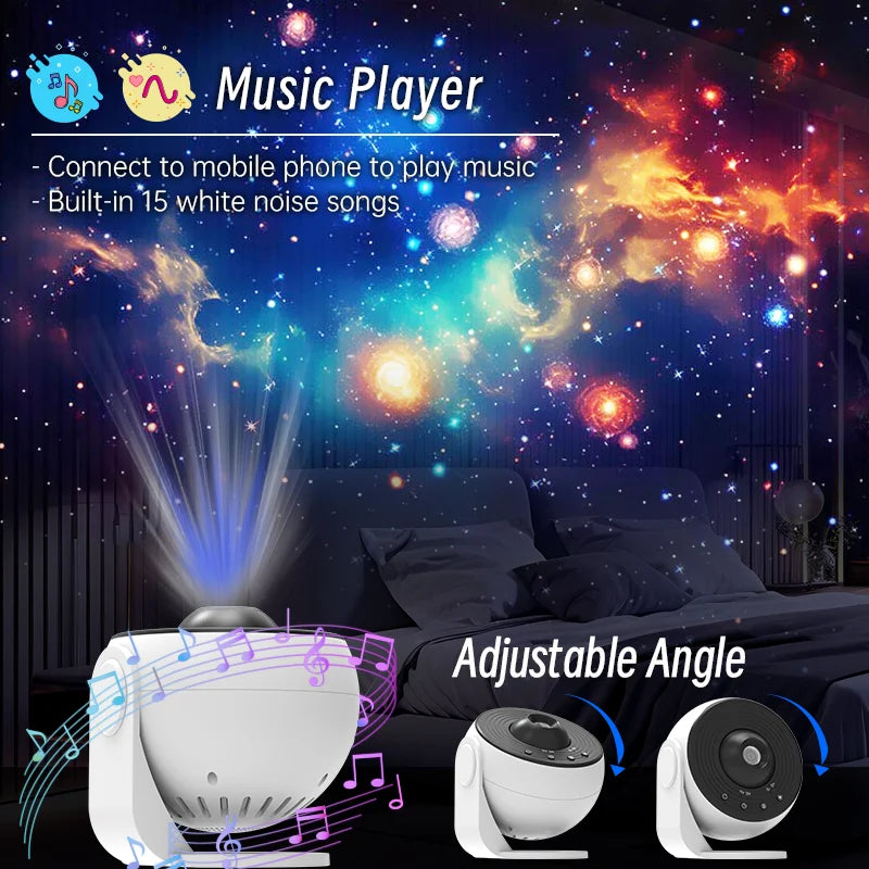 Galaxy Star Projector with Bluetooth Speaker & White Noise