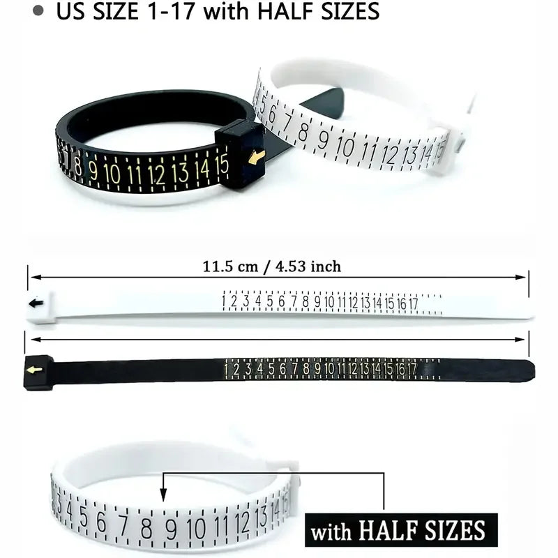 Universal Ring Sizer Gauge – Adjustable Plastic Finger Measuring Tool