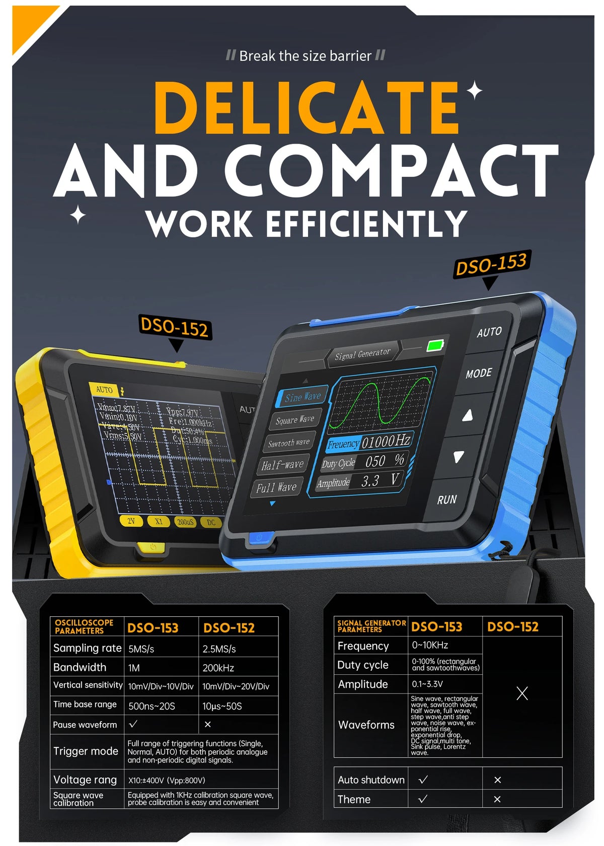 Handheld Digital Oscilloscope with Built-in Signal Generator